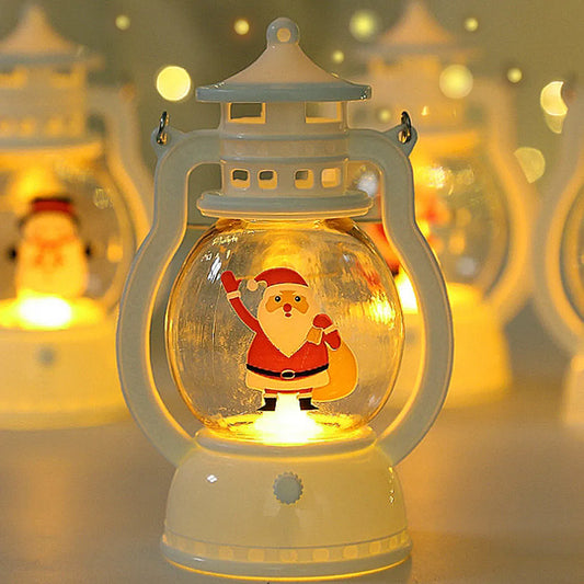 LED Christmas Small  Night Light Portable Battery Powered Hanging Lanterns Festive Party Christmas Ornaments Santa Claus Decor